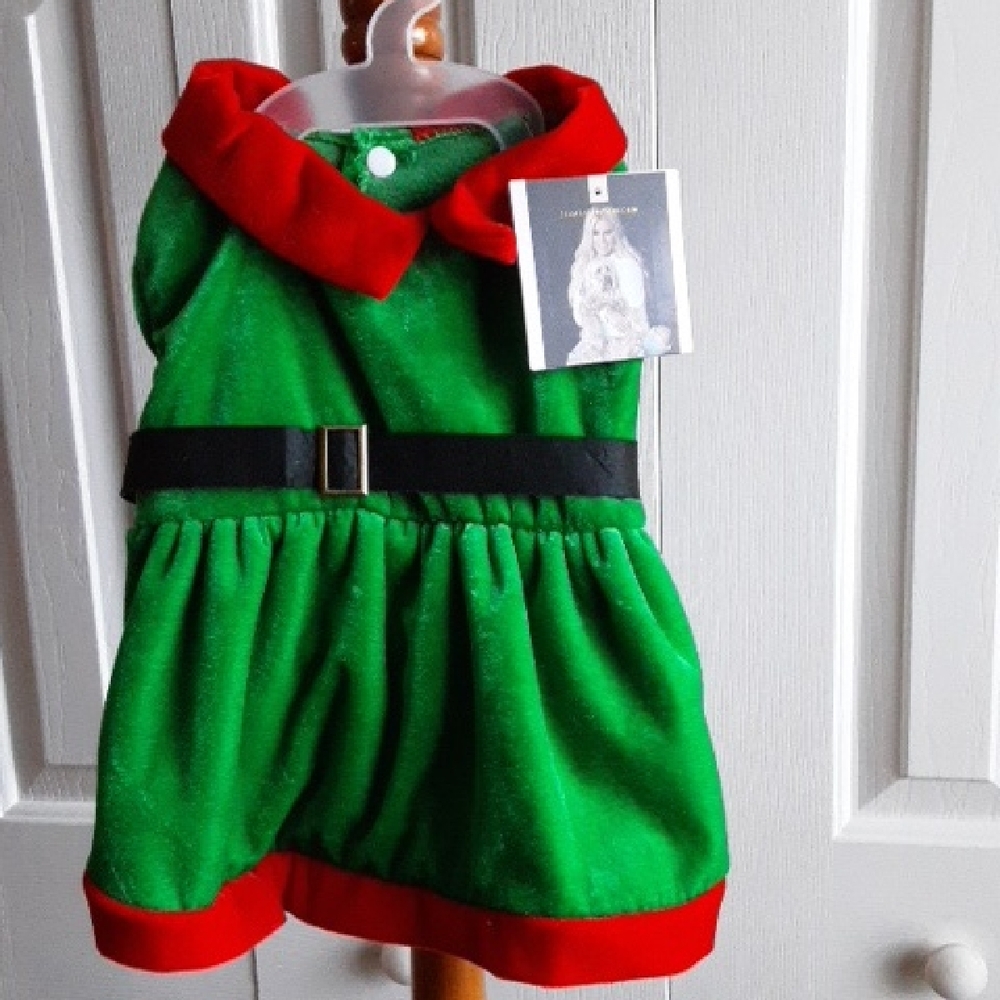Jessica Simpson Green and Red Dog Elf Costume Size Medium.